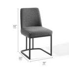 Modway Amplify Sled Base Upholstered Fabric Dining Side Chair - Black/Charcoal-Matte Black Stainless Steel Frame
