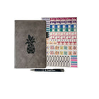 Wamaco Pineapple Planning Essestial Collection - Grey Undated Planner, Stickers, Pen-Convenient – This set is small enough to fit in most bags or purses for easy use.