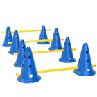 PawHut Portable Dog Agility Hurdle Cone Set with 8 Cones, 8 Poles and Carry Bag - Blue-Four-piece set includes eight cones, eight poles and a storage bag 