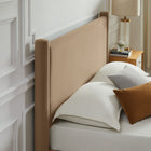 Modway Rael Performance Velvet Queen Platform Bed - Taupe-Padded Headboard and Footboard