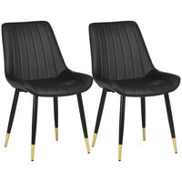 HOMCOM Dining Chairs, Upholstered in PU Leather for Kitchen - Black - Set of 2-Packaged in a set of 2, use it for sitting down for dinner, conversation, and more