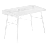 Monarch Specialties 7535 48" Computer Desk - White/White Metal-Computer desk in a white finish featuring a small hutch with a long shelf and 2 storage cubbies