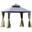 Outsunny 2-Tier Outdoor Polycarbonate Roof Gazebo - 10' x 10' - Beige-Stable metal structure, with powder coating for enhanced weather and corrosion resistance 
