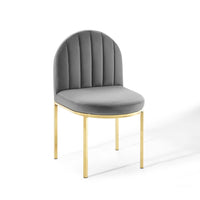 Modway Isla Channel Tufted Performance Velvet Dining Side Chair - Gold/Grey-Glam Deco Dining Chair