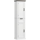 HOMCOM 65" Tall Bathroom Storage Cabinet with Shelves and Drawer - White-Two cabinets with four shelves and a drawer keep bathroom essentials neatly organized  