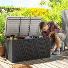 Outsunny 100 Gallon Deck Box - Outdoor Storage Box-Double-layer HDPE frame ensures durability
