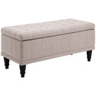 HOMCOM - Banc ottoman de rangement en tissu lin pour bout de lit - beige-Élégant et chic, ce banc sublime n'importe quel espace de vie 