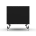 Manhattan Comfort Rockefeller 20.08" Mid-Century Modern 2-Drawer Nightstand - Black-Perfect for Storage or Display Items