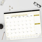 Blueline 2027 12-Month Gold Collection Monthly Desk Pad Calendar - 22" x 17" - Classic Gold - Bilingual-Two-hole punched to hang