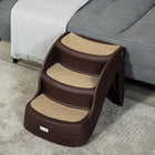 PawHut Foldable 3-Step Pet Stairs with Non-slip Treads - Brown-Overall Dimension: 19.3" L x 15" W x 15" H (49 x 38 x 38 cm) 
