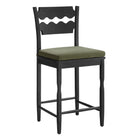 Modway Jax Oak Wood Counter Stool With Wavy Razor Back and Cushion - Black Sage-Solid Oak Counter Stool