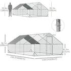 PawHut Galvanized Large Chicken Coop Cage Walk-in Enclosure - 9.8' x 19.7' x 6.6' - Silver-Robust construction made from solid galvanized steel 