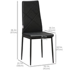 HOMCOM Dining Chairs, Accent with Upholstery Seat & Steel Legs - Black - Set of 4-Faux leather ensures easy cleaning