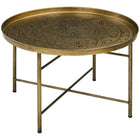 HOMCOM - Table basse ronde 24 po avec plateau martelé en métal - or-L'esthétique bohème élégante rehausse la décoration intérieure avec un charme luxueux
