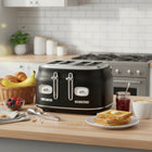 JS Gourmet Retro Collection 4-Slice Extra-Wide Slot Toaster - Black-Adjustable browning control