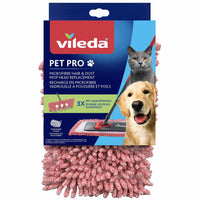 Vileda - Pet Pro Vadrouille en microfibre pour les poils et la poussière - Rouge-Sa frange dense en microfibre 100 % crée une action électrostatique eliminer 3X les poils d'animaux