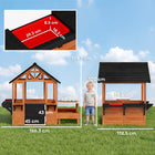 Qaba - Cottage de jeux de jardin en bois pour enfants avec table, bancs, évier, bois clair-Un bassin d'eau amovible et un support à fleurs stimulent la créativité et l'apprentissage de la nature