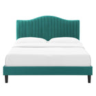 Modway Juniper Channel Tufted Performance Velvet Full Platform Bed - Teal-Wood Slat Support System