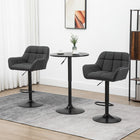 HOMCOM Adjustable Swivel Tufted Fabric Bar Stools - Black - 2 Pack-The height of the seat is adjustable to the height of the counter or bar
