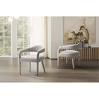 Manhattan Comfort Aspen 23.2" Mid-Century Modern Tweed Upholstered Dining Armchair - Silver Lining - Set of 2-Frame Made of Kiln Dried Birch Wood with Dowelled Joints and Reinforced Corners