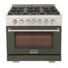 Kucht 36" KFX-X Series Pro Style Propane Gas Range - Stainless Steel/Olive Green-Rocket power burner 21 000 btu for rapid searing