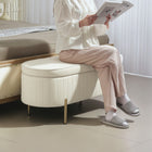 HOMCOM Channel Tufted Upholstered Bedroom Ottoman Bench - Cream White-Soft, velvet-feel fabric offers luxurious, skin-friendly comfort