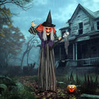 Outsunny - Décoration animée d'Halloween - sorcière animatronique - orange-Cette décoration polyvalente s'adapte aux maisons, aux fêtes et aux espaces publics pour créer des frayeurs uniques 