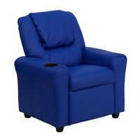 Flash Furniture – Fauteuil inclinable pour enfants en vinyle contemporain avec porte-gobelet et appuie-tête, bleu-Fauteuil inclinable taille enfant