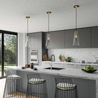 Modway Beacon 1-Light Pendant Light - Clear/Satin Brass-Glass Cone Shade