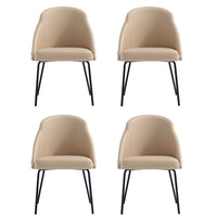 Manhattan Comfort Gracie 24.2" Modern Leatherette Upholstered Dining Chair - Tan and Black - Set of 4-Modern Dining Chair for Dining Room and Task Use. Set of 4
