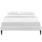 Modway Tessie Vinyl Full Bed Frame with Squared Tapered Legs - White-Non-Marking Foot Glides