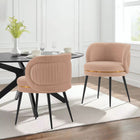 Manhattan Comfort - Lot de 2 chaises de salle à manger modernes Kaya 58 cm, revêtement en velours, coloris nude-Cadre en bois d’orme de haute qualité et métal pour une durabilité accrue