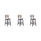 Manhattan Comfort Versailles 15.75" Industry Chic Counter Stool - Black and Natural Cane - 3 Pack-Modern - Industry Chic Cane Counter Stool Perfect Counter Height Bar and Islands. Set of 3