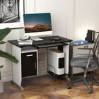 HOMCOM 39.4" Computer Desk with Keyboard Tray and CPU Stand - Black-Space saving and practical furniture suitable for office, home, dorm room etc.