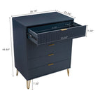 Manhattan Comfort - Dumbo commode moderne et commode haute 5 tiroirs - bleu minuit - ensemble de 2-Pieds en métal doré élégamment évasés ajoutant un design mode sans couture et de la durabilité Hauteur des pieds : 18,6 cm