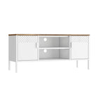 Manhattan Comfort Landen 47.3" Modern TV Stand - White-Metal Legs with Adjustable Floor Protectors for Custom Fitted Stability