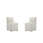 Manhattan Comfort Anna Square 18.9" Modern Faux Leather Upholstered Dining Chair - Stone Grey - Set of 2-Modern Dining Chair for Dining Room and Task Use. Set of 2