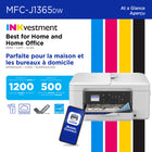 Brother - MFC-J1365DW Imprimante tout-en-un à jet d’encre couleur sans fil INKvestment avec impression recto verso automatique et écran couleur de 1,8 po-Amélioration des flux de travail grâce à Wi-Fi DirectMD