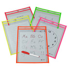 C-Line Reusable Dry Erase Pockets - 9 x 12 - Neon Colours - 25 Pack-Reusable super heavyweight pocket lasts a long time