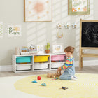 Qaba - Organisateur de rangement pour jouets enfants avec 6 bacs en plastique amovibles, boîte à jouets à 2 niveaux pour trier livres et objets de jeu - blanc-Convient pour ranger des jouets, des livres, des vêtements et plus encore  
