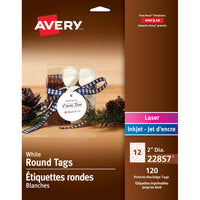 Avery - Étiquettes rondes - 2po de diamètre - Blanc - 120 Étiquettes-Étiquettes volantes imprimables  blanc