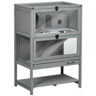 PawHut - Cage en bois pour hamster avec étagère de rangement et bascule - 35,5 po H-Le treillis métallique galvanisé sur le toit assure une bonne ventilation