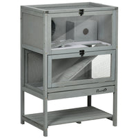 PawHut - Cage en bois pour hamster avec étagère de rangement et bascule - 35,5 po H-Le treillis métallique galvanisé sur le toit assure une bonne ventilation