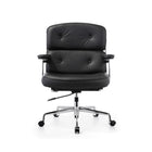 Plata Import - Chaise de bureau élégante Chaise réglable en similicuir avec cadre en aluminium poli, Noir-5 roulettes