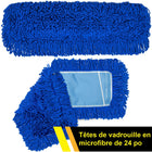 Gritt Commercial - Tête de vadrouille à poussière en microfibre bouclée - 24 po x 5 po - Bleu - Paquet de 12-La frange bouclée empêche la poussière de s’envoler