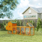 PawHut - Poulailler avec enclos extra large, maison pour poules en bois avec plateau coulissant-Pondoir séparé pour plusieurs poules 