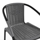 Flash Furniture Grey Rattan Indoor-Outdoor Restaurant Stack Chair-Black Powder Coated Frame Finish