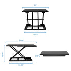 Mount-It! - Convertisseur de bureau debout X-Lift réglable en hauteur 32 pouces, noir-Mécanisme de levage : bras à ressort à gaz pour l'assistance au levage