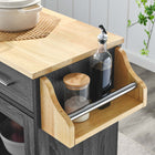 Modway Culinary Kitchen Cart With Spice Rack - Charcoal Natural-Nylon Casters With Side Lock Brakes