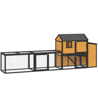 PawHut Large Chicken Coop - 134"L - Wooden with Run - Yellow-Expansive 133.5" (339 cm) length offers ample space for chickens to run and explore
